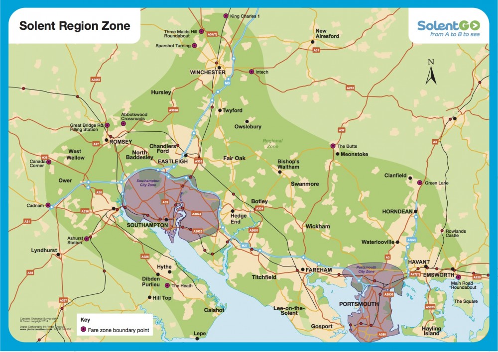 Solent region zone map